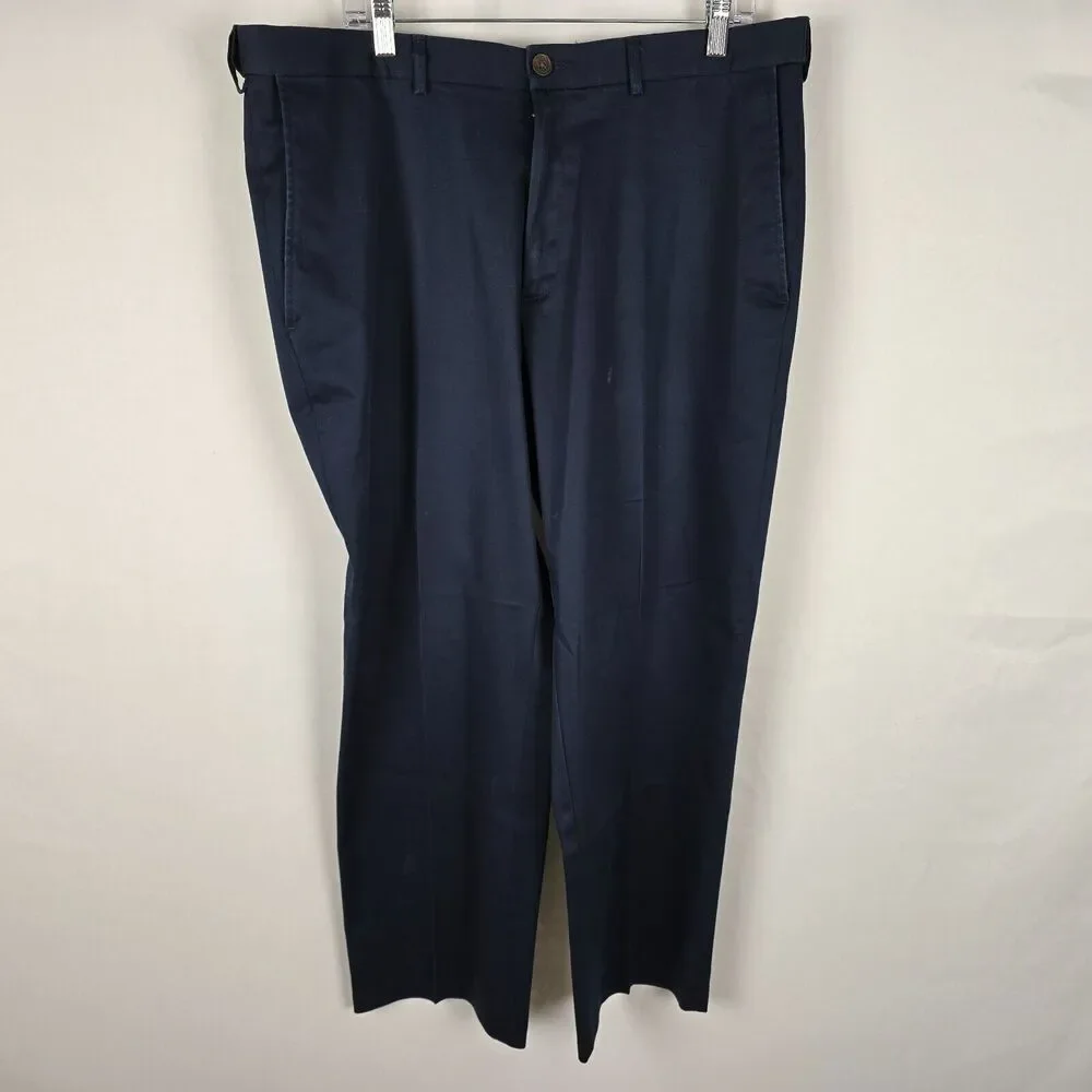 Haggar Kahki Pants Men's 38 x 29 Dark Blue Classic Fit Premium No Iron